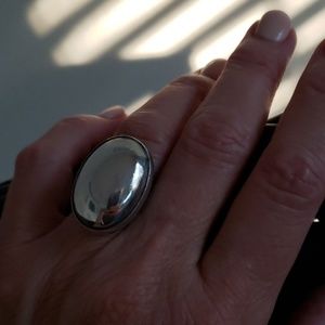 Super cool raised Oval Sterling Silver Ring 7